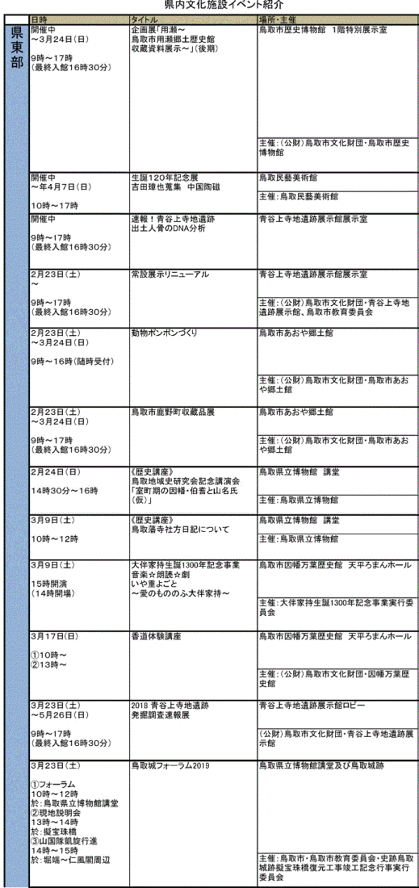 文化イベントスケジュール１枚目
